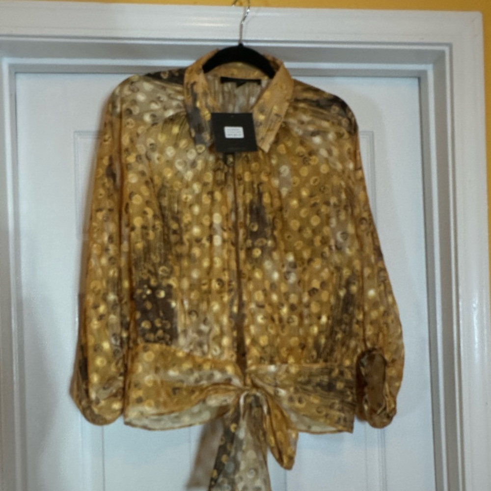Marc New York Gold Polka Dot Blouse